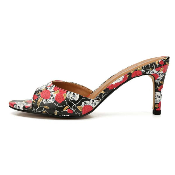 Skull Peep Toe Mule High Heel Slides Skull Peep Toe Mule High Heel Slides