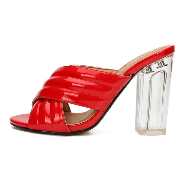 Chunky Clear Heel Mule Slides Chunky Clear Heel Mule Slides