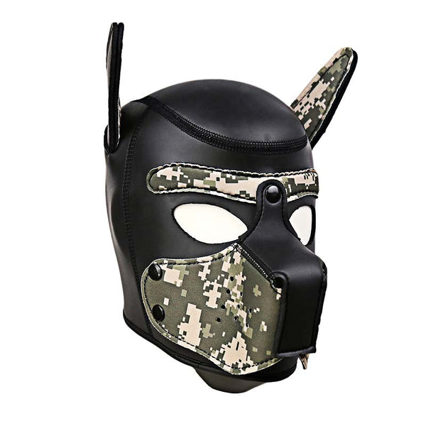 Camouflage Leather Puppy Hood with Bendable Ears Camouflage Leather Puppy Hood with Bendable Ears