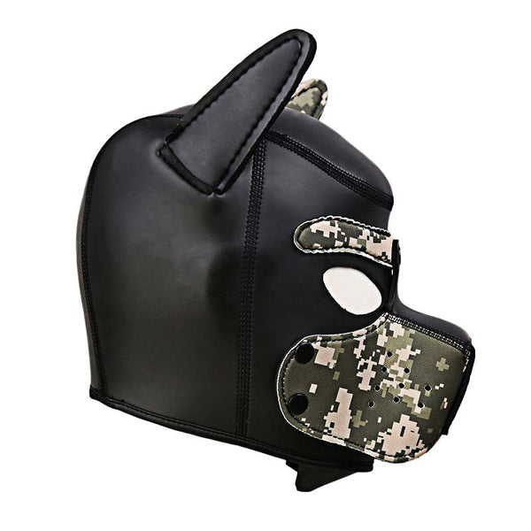 Camouflage Leather Puppy Hood with Bendable Ears Camouflage Leather Puppy Hood with Bendable Ears