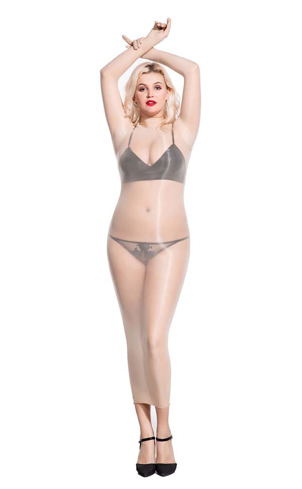 Glossy High Neck Dress with Fingers Glossy High Neck Dress with Fingers