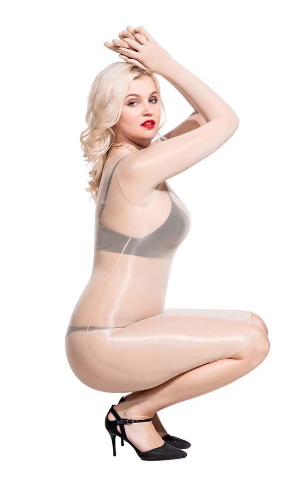 Glossy High Neck Dress with Fingers Glossy High Neck Dress with Fingers