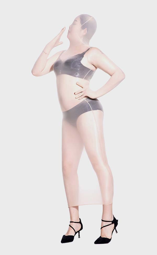 Glossy Hooded Dress with Fingers Glossy Hooded Dress with Fingers