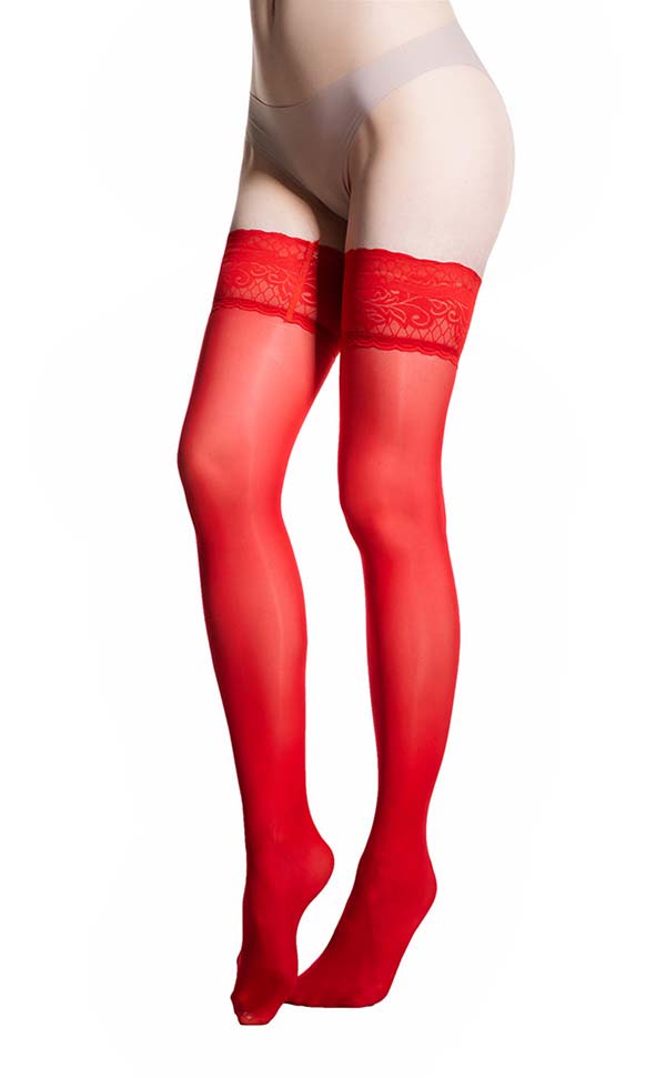 Lace Top Shiny Thigh High Stockings Lace Top Shiny Thigh High Stockings