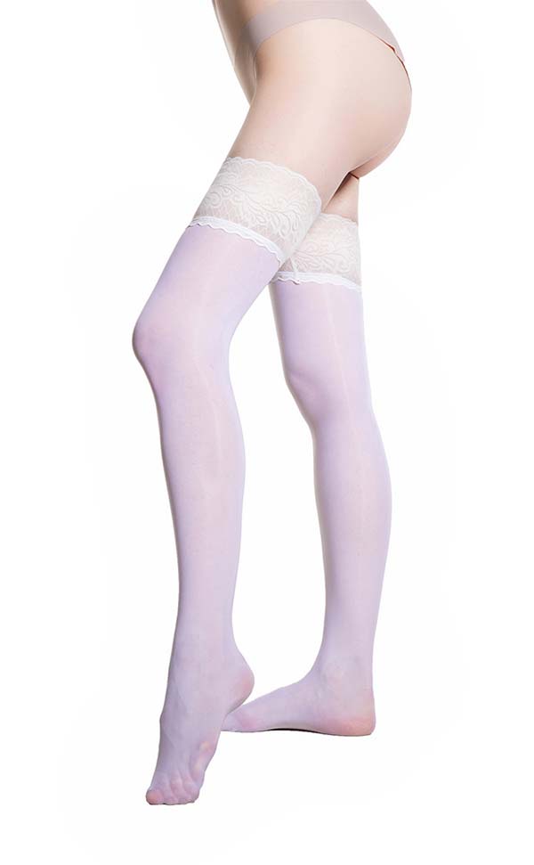 Lace Top Shiny Thigh High Stockings Lace Top Shiny Thigh High Stockings