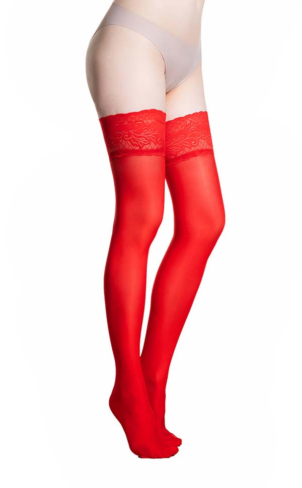 Lace Top Satin Thigh High Stockings Lace Top Satin Thigh High Stockings