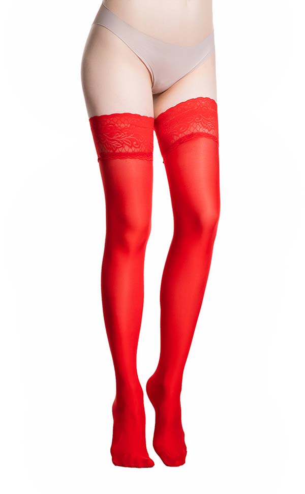 Lace Top Satin Thigh High Stockings Lace Top Satin Thigh High Stockings