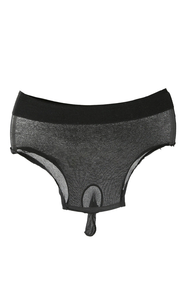 Men Nylon Sheer Underwear Thong Closed Sheath