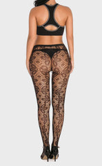 Fishnet and Floral Lace Pantyhose