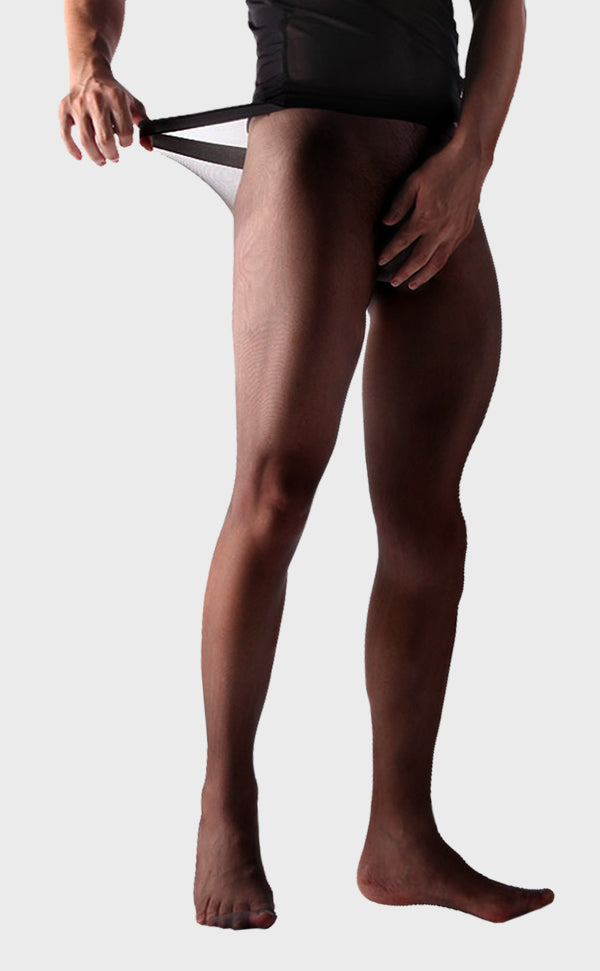 Fully Sheer pantyhose for Men with Sheath Open