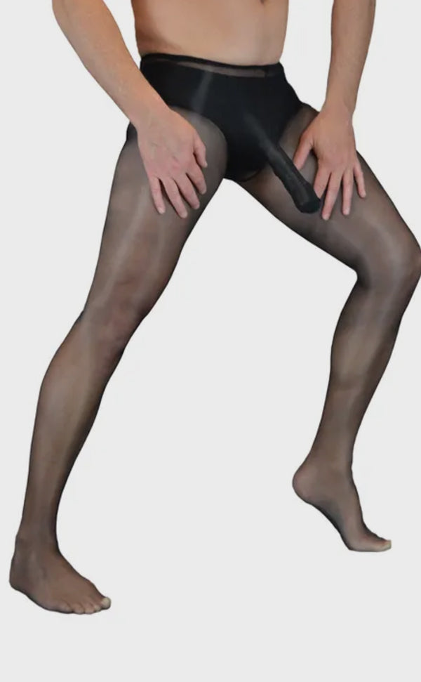 Fully Sheer pantyhose for Men with Sheath Open