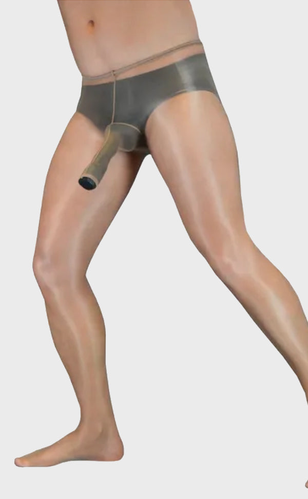 Fully Sheer pantyhose for Men with Sheath Open