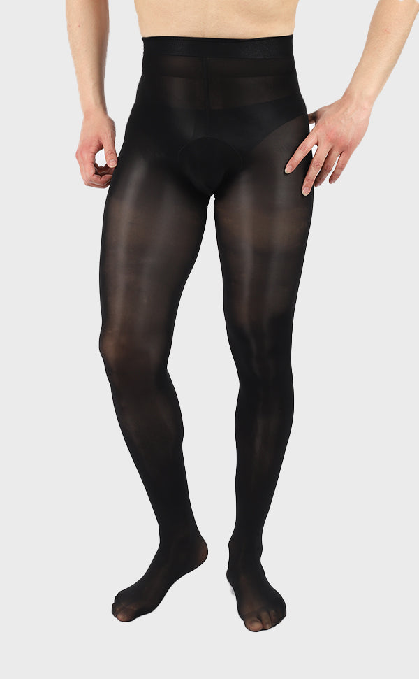 Men's Sheer Shiny Pouch Pantyhose