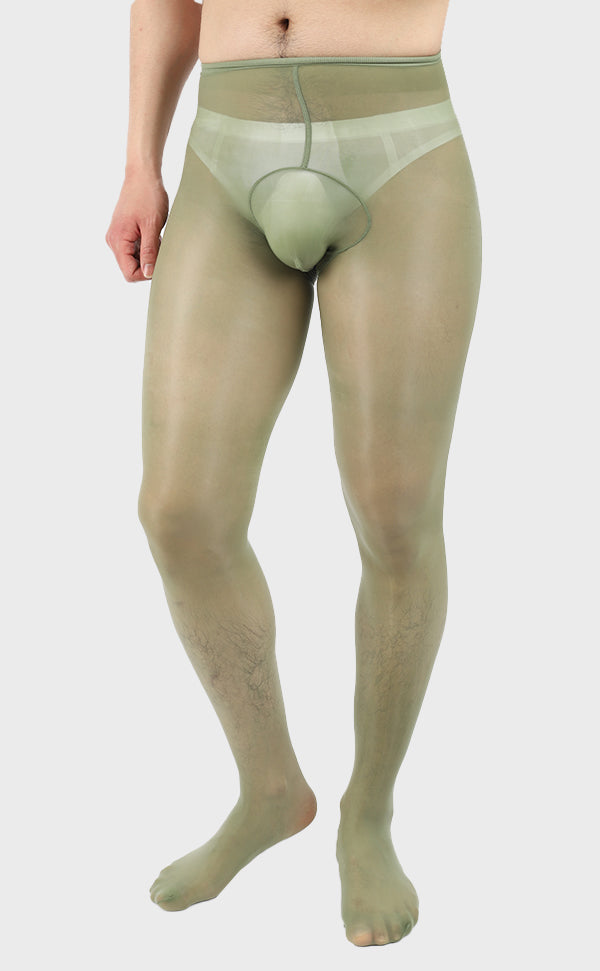 Men's Sheer Shiny Pouch Pantyhose