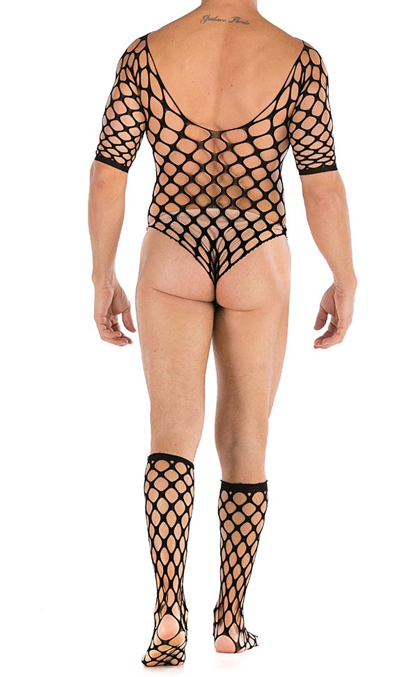 Men’s Sexy Stretch Large Net Bodystocking