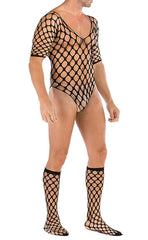 Men’s Sexy Stretch Large Net Bodystocking