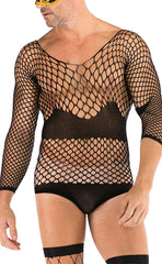 Men’s Sexy Stretch Large Net Bodysuit Sets