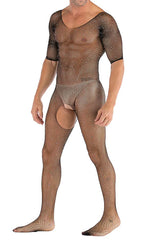 Men’s Shiny Diamond Mesh Crotchless Bodystocking