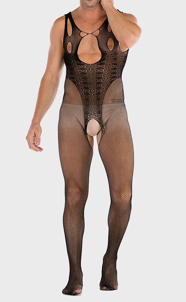 Men’s Sexy Fish Net Crotchless Bodystocking