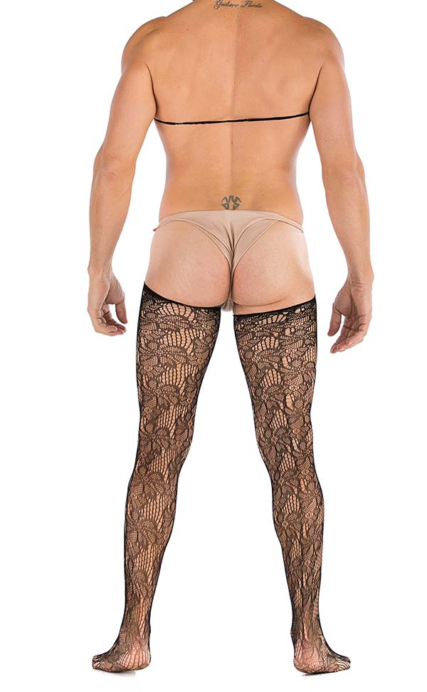 Men’s Sexy Fish Net Bodystocking with Bow-Knot