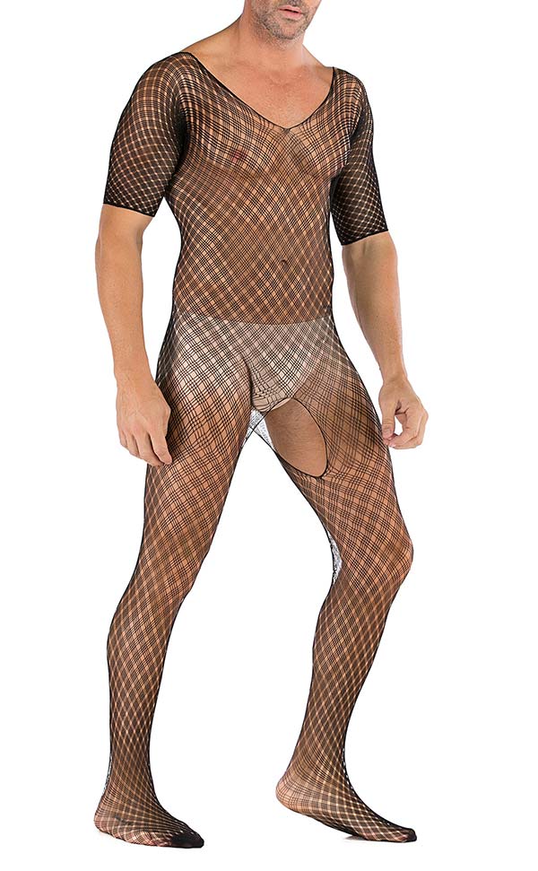 Men’s Sheer Large Net Crotchless Bodystocking