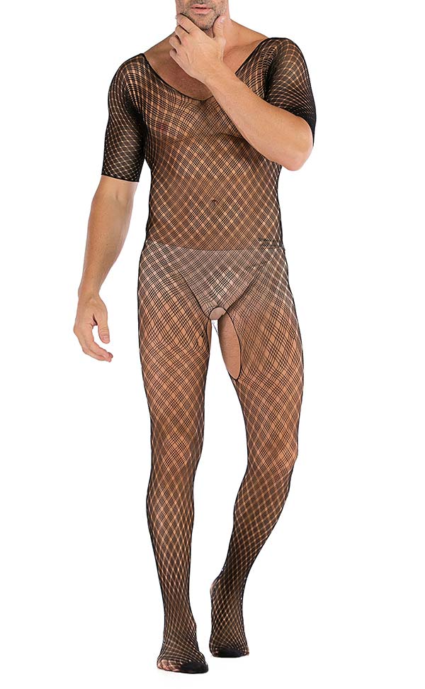 Men’s Sheer Large Net Crotchless Bodystocking