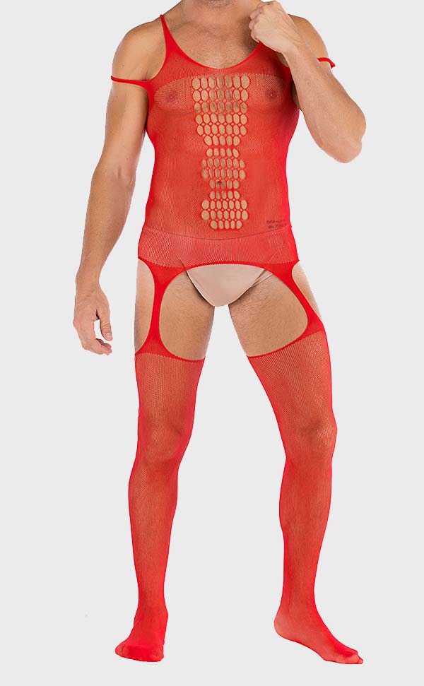 Men’s Fishnet Sexy Suspender Bodystocking