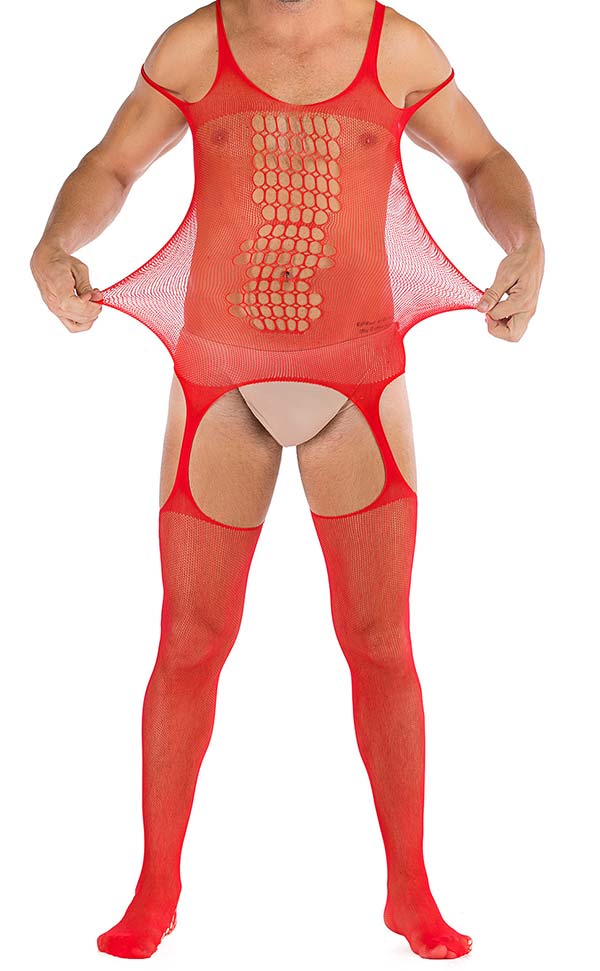 Men’s Fishnet Sexy Suspender Bodystocking