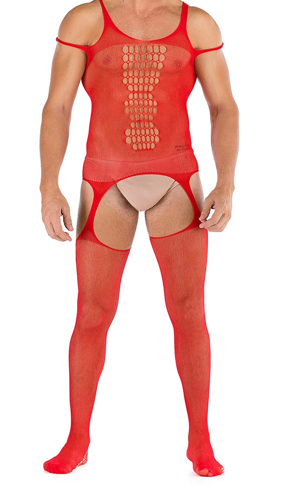 Men’s Fishnet Sexy Suspender Bodystocking