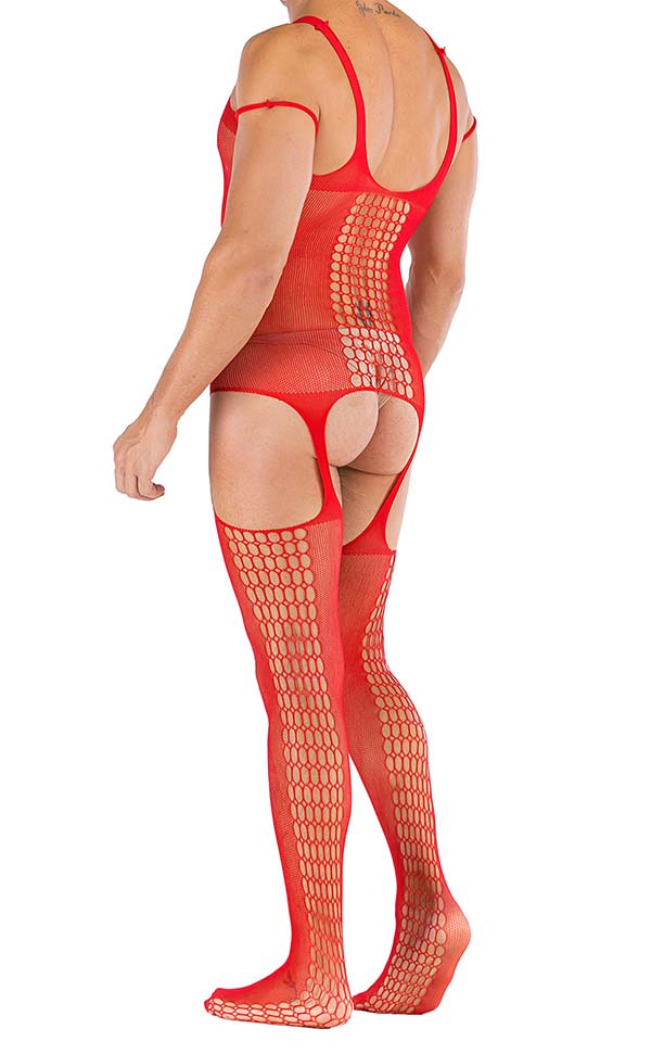 Men’s Fishnet Sexy Suspender Bodystocking