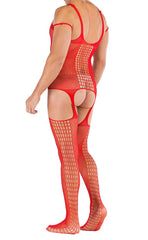 Men’s Fishnet Sexy Suspender Bodystocking