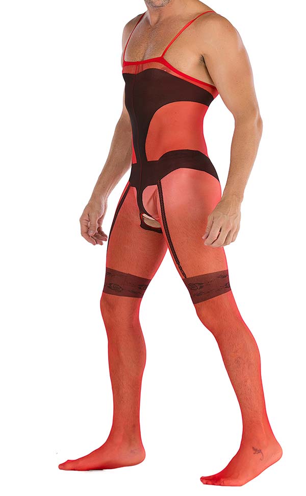 Men's Sling Transparent Open Crotch Body Stocking