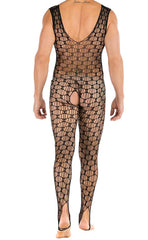 Men’s Sexy Large Net Sleeveless Body Stocking