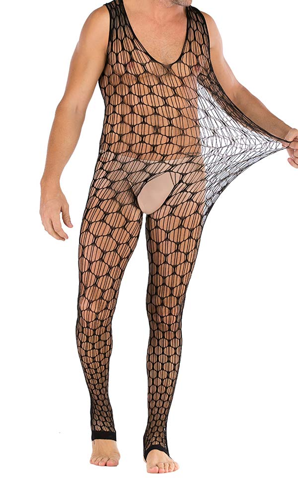 Men’s Sexy Large Net Sleeveless Body Stocking