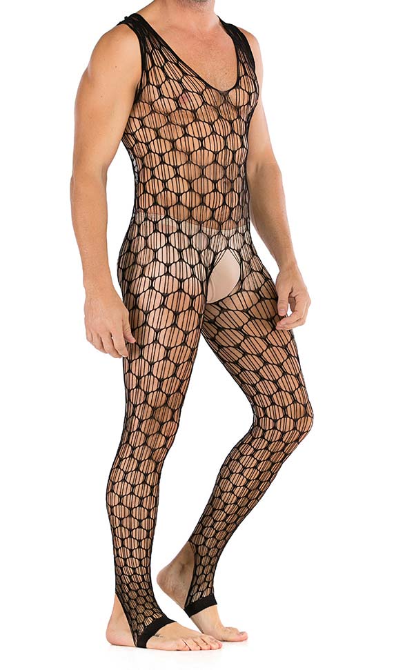 Men’s Sexy Large Net Sleeveless Body Stocking