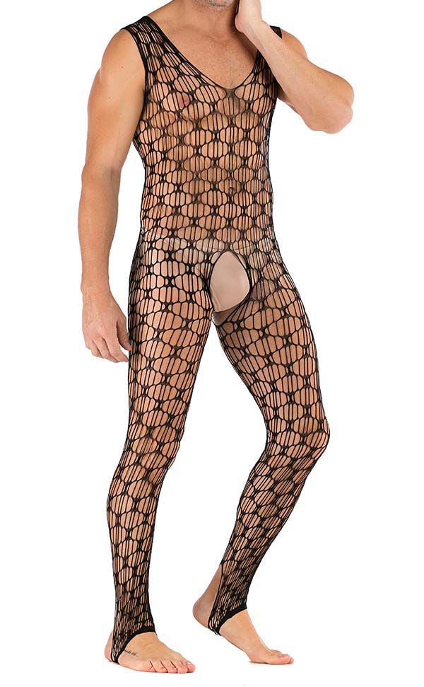 Men’s Sexy Large Net Sleeveless Body Stocking