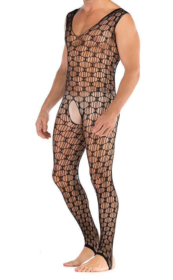 Men’s Sexy Large Net Sleeveless Body Stocking