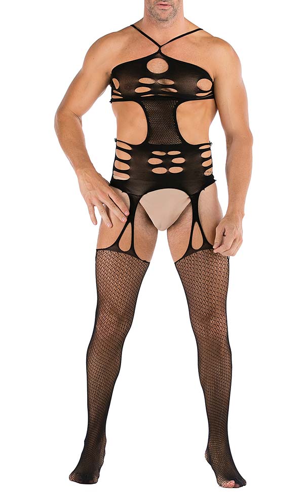 Men's Hollow Out Top Suspender Bodystocking