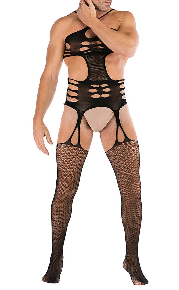 Men's Hollow Out Top Suspender Bodystocking