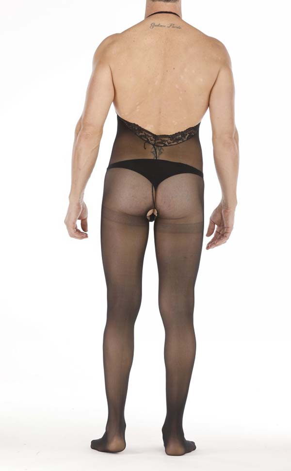 Men’s Black Halter Neck Crotchless Bodystocking