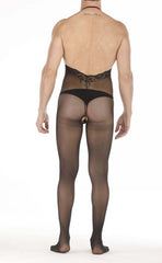 Men’s Black Halter Neck Crotchless Bodystocking