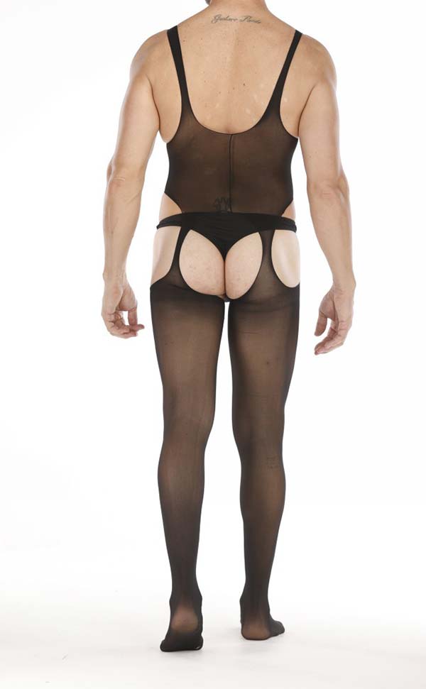 Men’s Black Sheer Suspender Bodystocking