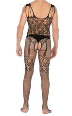 Men's Fishnet Fancy Sling Bodystocking Open Crotch