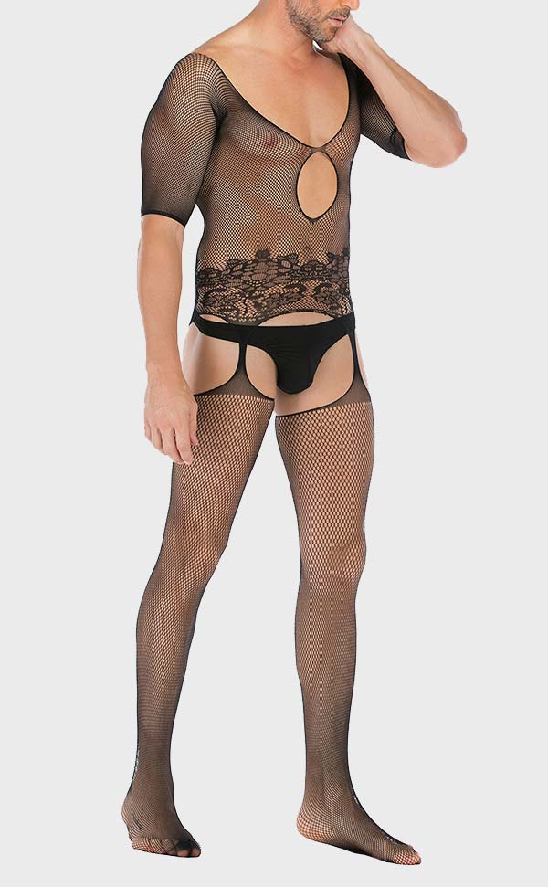 Men's Keyhole Front Suspender Bodystocking