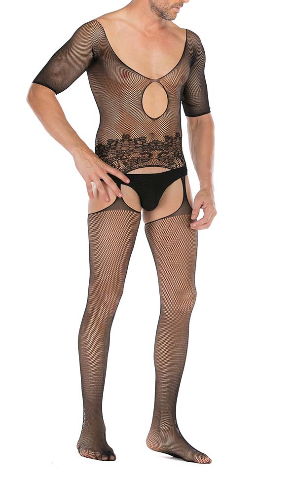 Men's Keyhole Front Suspender Bodystocking