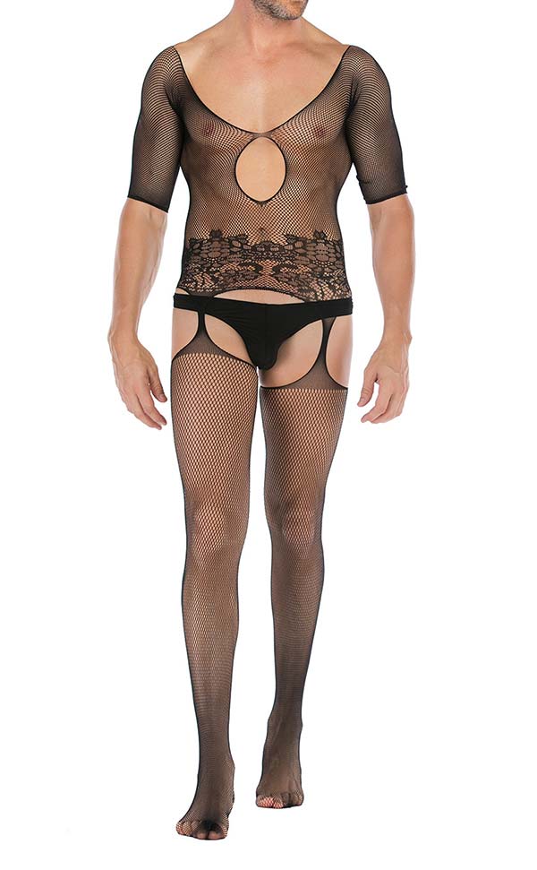 Men's Keyhole Front Suspender Bodystocking