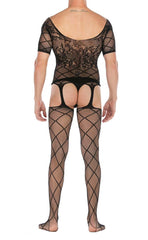 Men's Criss-Cross Fishnet Suspender Bodystocking