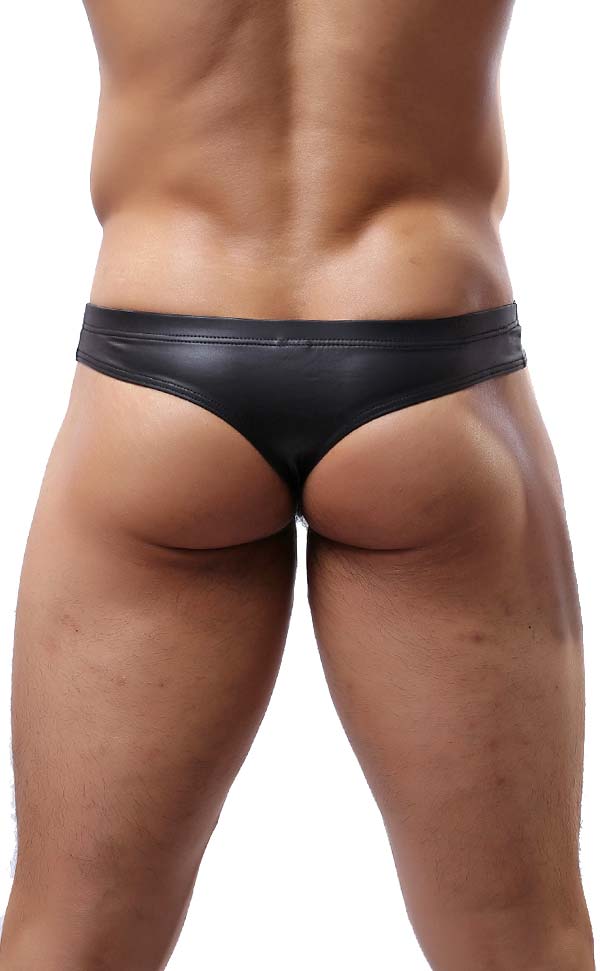 Low Rise Men’s Faux Leather Thongs