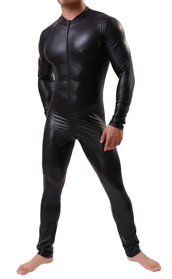 Men’s Faux Leather Long Sleeve Bodysuit