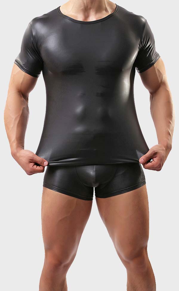 Men’s Faux Leather T-Shirt and Trunk